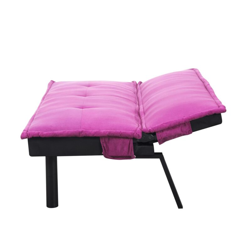 BSHTI 64.6a Futon Sofa Bed,Velvet Upholstery,Twin Size Convertible Sofa,Perfect Meet your Different Needs-Pink - Image 14