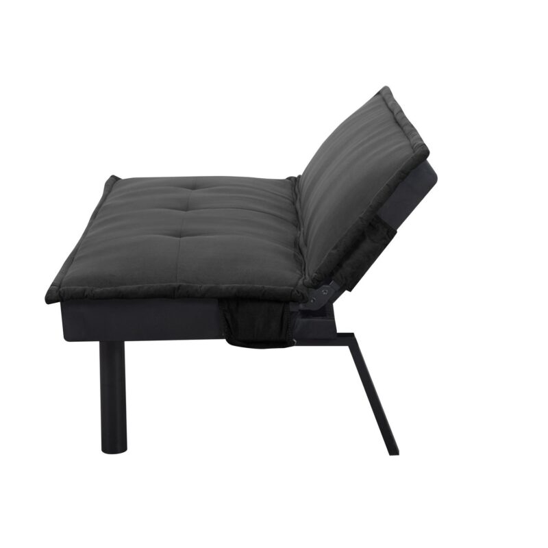 BSHTI 64.6a Twin Size Futon Sofa Bed,PU Upholstery,Manufactured Wood Frame,Futon Convertible Sofa,Perfect for Small Spaces(Black) - Image 12