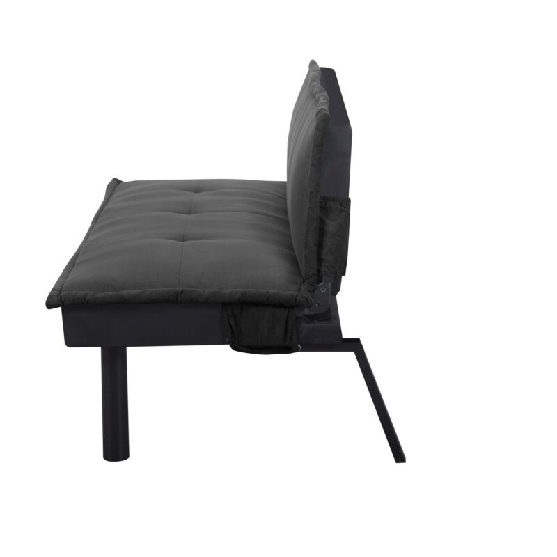 BSHTI 64.6a Twin Size Futon Sofa Bed,PU Upholstery,Manufactured Wood Frame,Futon Convertible Sofa,Perfect for Small Spaces(Black) - Image 10