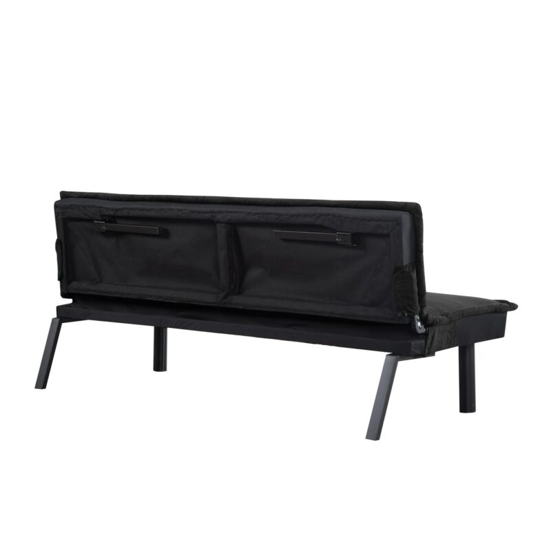 BSHTI 64.6a Twin Size Futon Sofa Bed,PU Upholstery,Manufactured Wood Frame,Futon Convertible Sofa,Perfect for Small Spaces(Black) - Image 16
