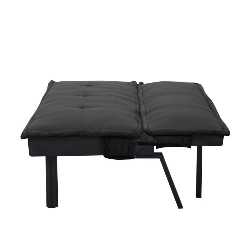 BSHTI 64.6a Twin Size Futon Sofa Bed,PU Upholstery,Manufactured Wood Frame,Futon Convertible Sofa,Perfect for Small Spaces(Black) - Image 15