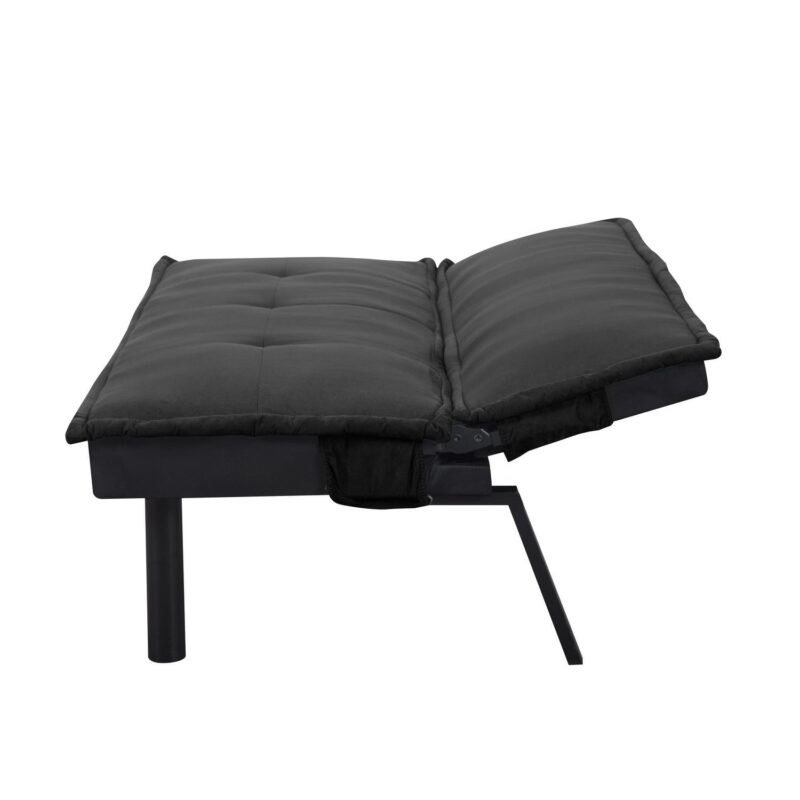 BSHTI 64.6a Twin Size Futon Sofa Bed,PU Upholstery,Manufactured Wood Frame,Futon Convertible Sofa,Perfect for Small Spaces(Black) - Image 14
