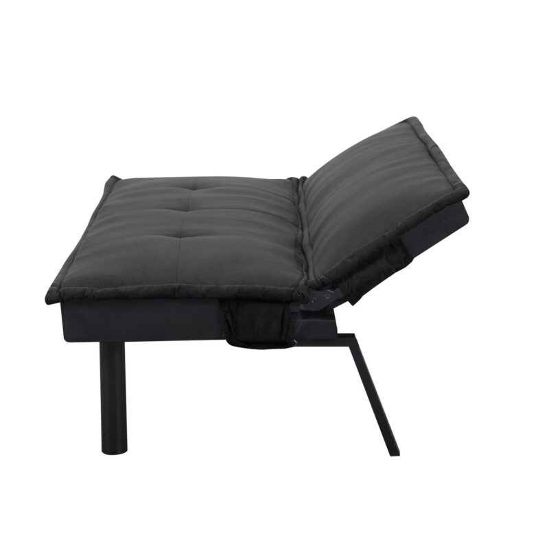 BSHTI 64.6a Twin Size Futon Sofa Bed,PU Upholstery,Manufactured Wood Frame,Futon Convertible Sofa,Perfect for Small Spaces(Black) - Image 13