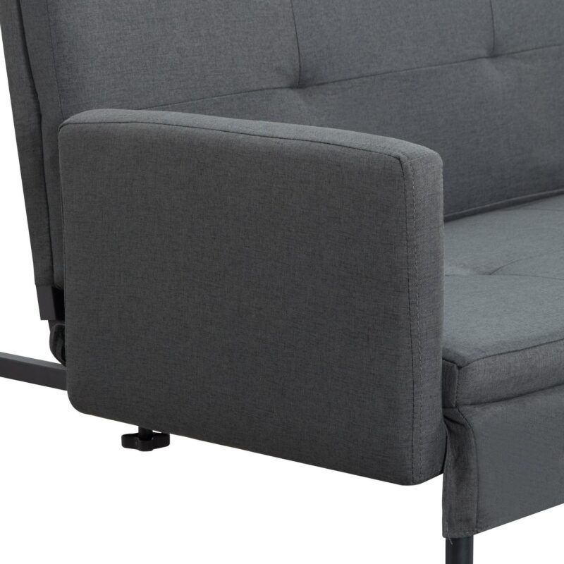 BSHTI 74.8a Futon Sofa Bed,Dark Gray Polyester Upholstered,Twin Size Convertible Sofa,5 Adjustable Positions Backrest for Living Room,Office,Small Apartment - Image 9