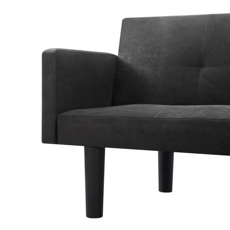 BSHTI 74.8a Futon Sofa Bed,Dark Gray Faux Suede Upholstered,Twin Size Convertible Sofa,3 Adjustable Backrest Positions,Home,Office,and Guest Room - Image 10