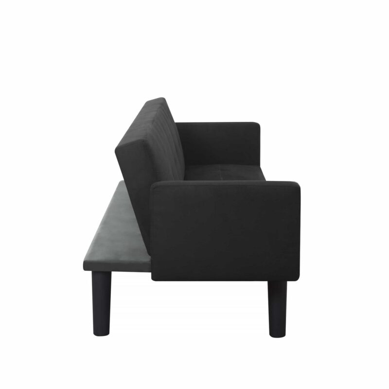 BSHTI 74.8a Futon Sofa Bed,Dark Gray Faux Suede Upholstered,Twin Size Convertible Sofa,3 Adjustable Backrest Positions,Home,Office,and Guest Room - Image 14