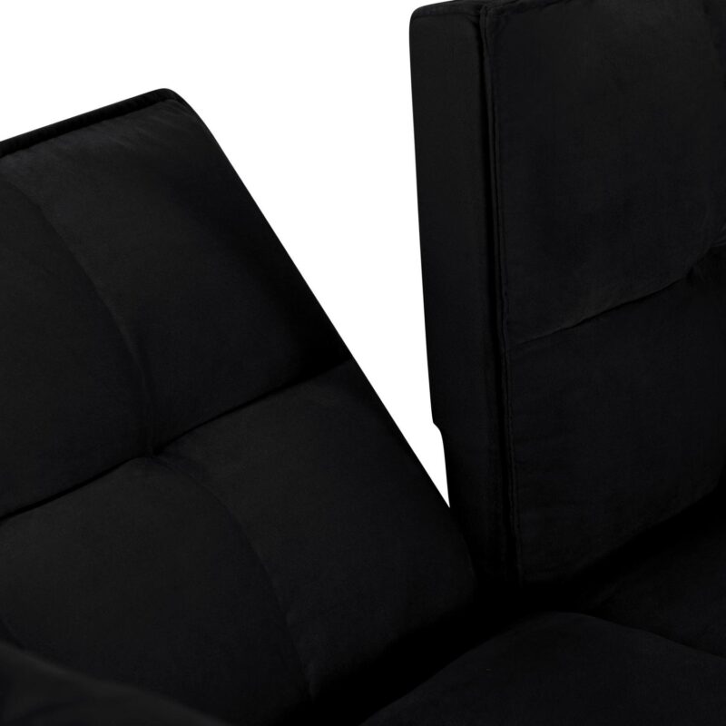 BSHTI 74a Tufted Futon Sofa Bed,Twin Size Black Velvet Fabric Sleeper Sofa,3 Angles for Adjusting Sofa,for your Home,Office,and Guest Room - Image 12