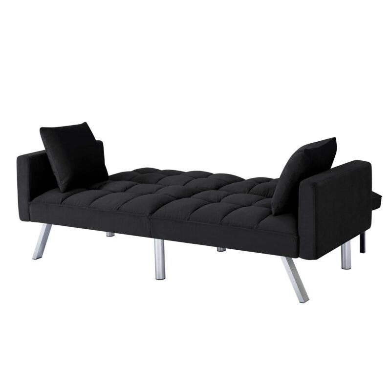 BSHTI 74a Tufted Futon Sofa Bed,Twin Size Black Velvet Fabric Sleeper Sofa,3 Angles for Adjusting Sofa,for your Home,Office,and Guest Room - Image 27