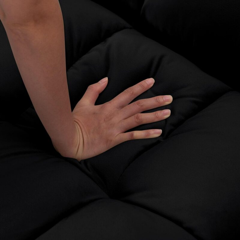BSHTI 74a Tufted Futon Sofa Bed,Twin Size Black Velvet Fabric Sleeper Sofa,3 Angles for Adjusting Sofa,for your Home,Office,and Guest Room - Image 14