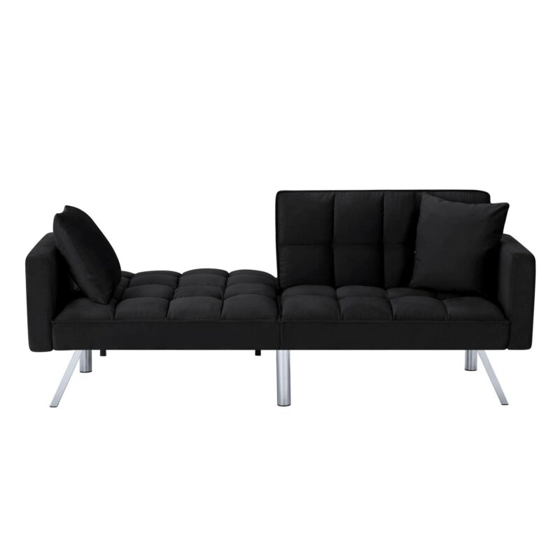 BSHTI 74a Tufted Futon Sofa Bed,Twin Size Black Velvet Fabric Sleeper Sofa,3 Angles for Adjusting Sofa,for your Home,Office,and Guest Room - Image 20