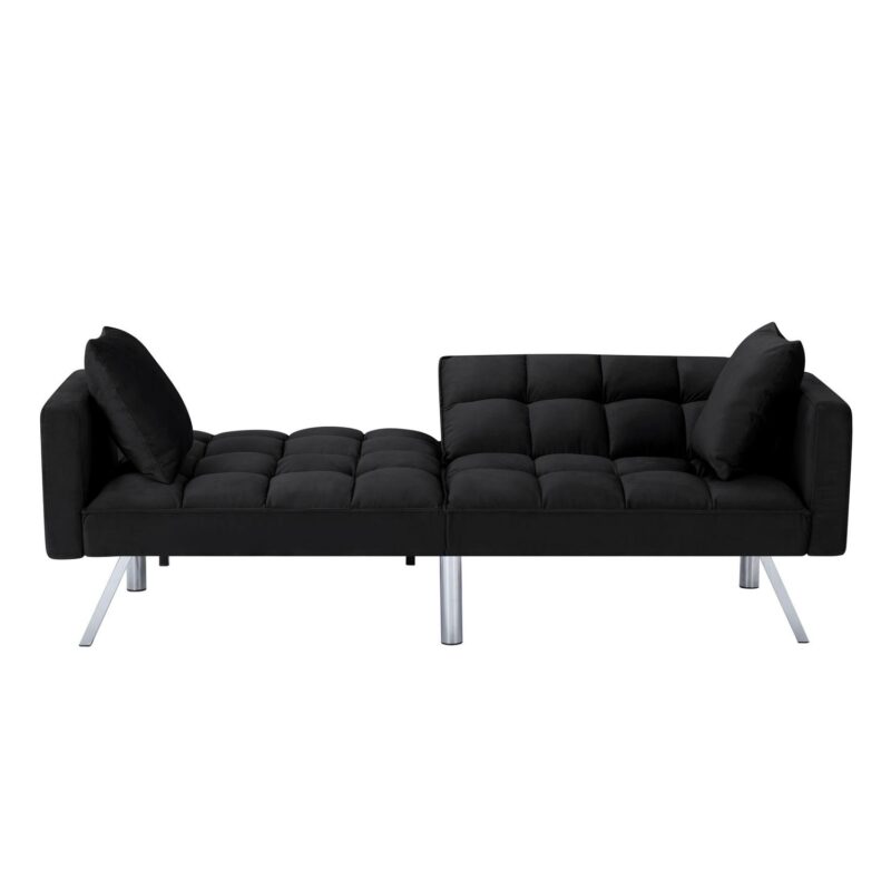 BSHTI 74a Tufted Futon Sofa Bed,Twin Size Black Velvet Fabric Sleeper Sofa,3 Angles for Adjusting Sofa,for your Home,Office,and Guest Room - Image 22