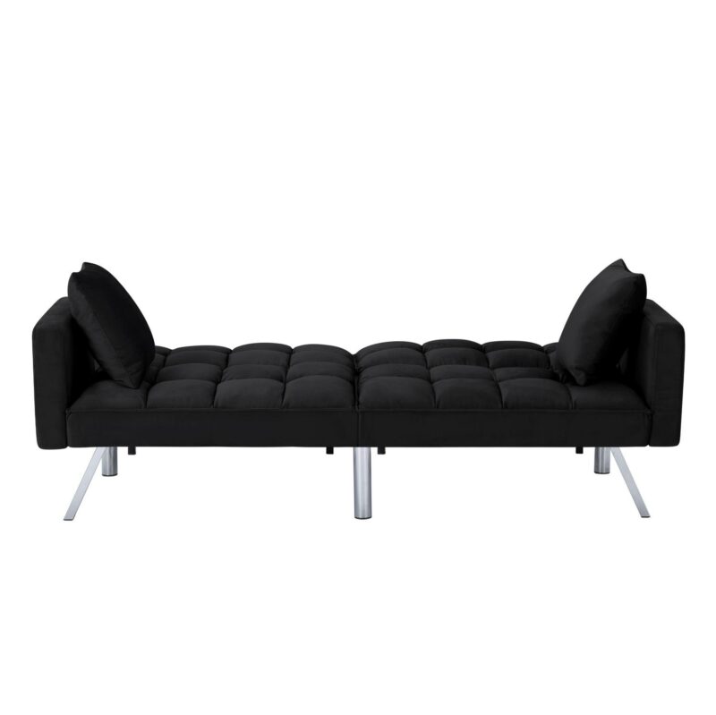 BSHTI 74a Tufted Futon Sofa Bed,Twin Size Black Velvet Fabric Sleeper Sofa,3 Angles for Adjusting Sofa,for your Home,Office,and Guest Room - Image 25