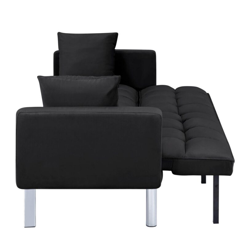 BSHTI 74a Tufted Futon Sofa Bed,Twin Size Black Velvet Fabric Sleeper Sofa,3 Angles for Adjusting Sofa,for your Home,Office,and Guest Room - Image 30