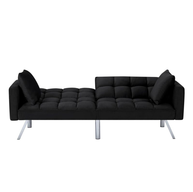 BSHTI 74a Tufted Futon Sofa Bed,Twin Size Black Velvet Fabric Sleeper Sofa,3 Angles for Adjusting Sofa,for your Home,Office,and Guest Room - Image 23