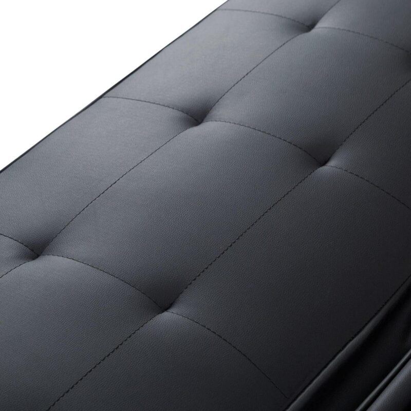 BSHTI Futon Convertible Sleeper Sofa Bed,With 3-Position Adjustable Backrest,Upholstered in PU Fabric,a Side Storage Pocket,Twin-Size Sleeper Sofa,Black - Image 10