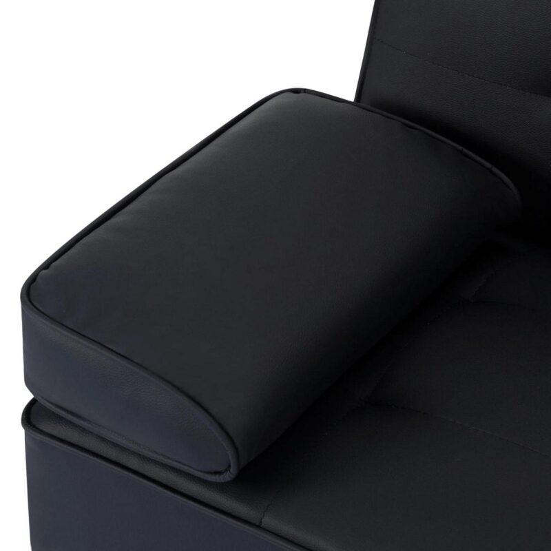 BSHTI Futon Convertible Sleeper Sofa Bed,With 3-Position Adjustable Backrest,Upholstered in PU Fabric,a Side Storage Pocket,Twin-Size Sleeper Sofa,Black - Image 12