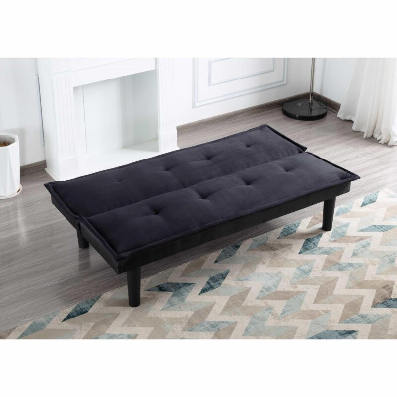BSHTI Futon Convertible Sofa Bed,3 Adjustable Backrest Positions,Upholstered with Faux Suede,Twin Size Futon Sleeper Sofa(Black) - Image 4