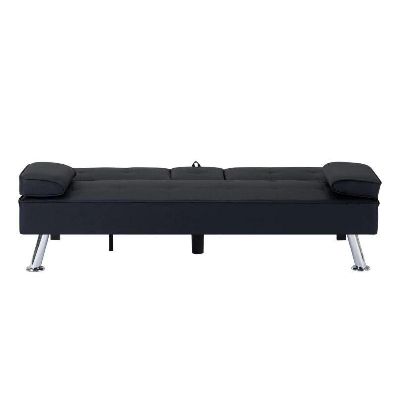 BSHTI Futon Convertible Sleeper Sofa Bed,With 3-Position Adjustable Backrest,Upholstered in PU Fabric,a Side Storage Pocket,Twin-Size Sleeper Sofa,Black - Image 15