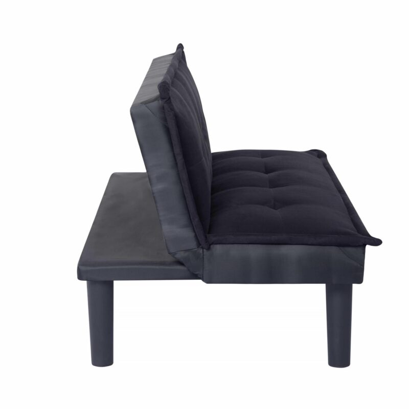 BSHTI Futon Convertible Sofa Bed,3 Adjustable Backrest Positions,Upholstered with Faux Suede,Twin Size Futon Sleeper Sofa(Black) - Image 17