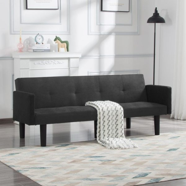 BSHTI Micro Suede Futon Sofa Bed,2 Seating,3 Adjustable Positions Backrest,Twin Size Convertible Sofas,Perfect for Home,Office,and Guest Room Dark Gray