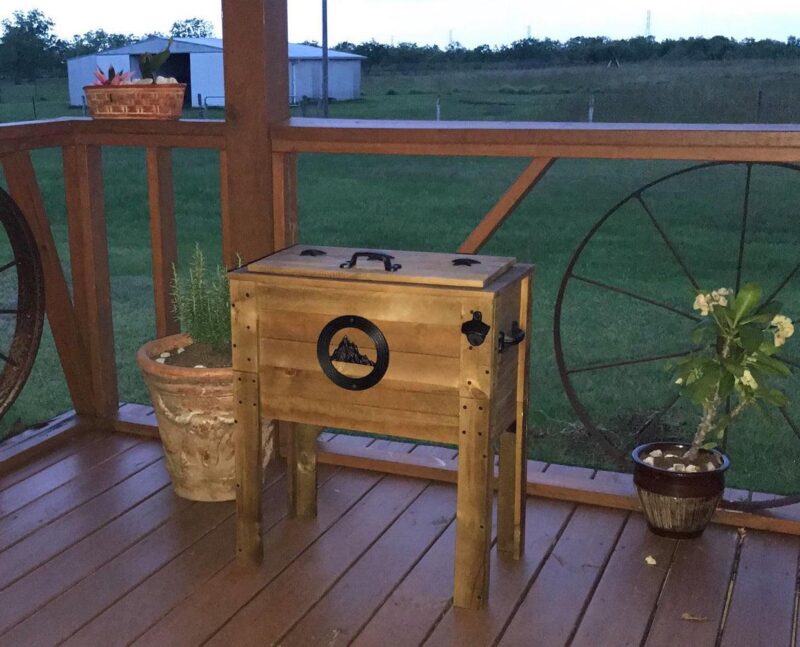 Backyard Expressions Outdoor Patio 45QT Ice Chest Cooler Beverage Cart, Rustic Brown - Image 4