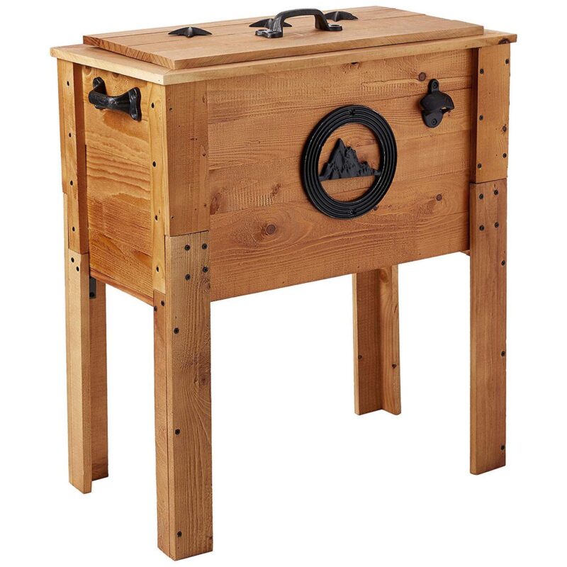 Backyard Expressions Outdoor Patio 45QT Ice Chest Cooler Beverage Cart, Rustic Brown - Image 7