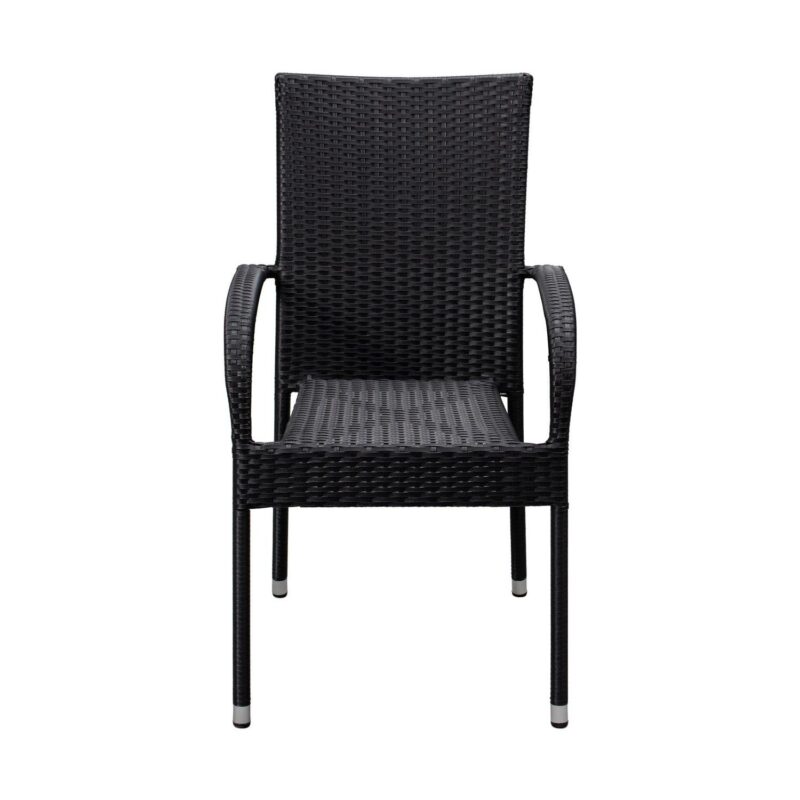 Balkene Home Morgan Outdoor Wicker Chair - Set of 4 - Black - Image 3
