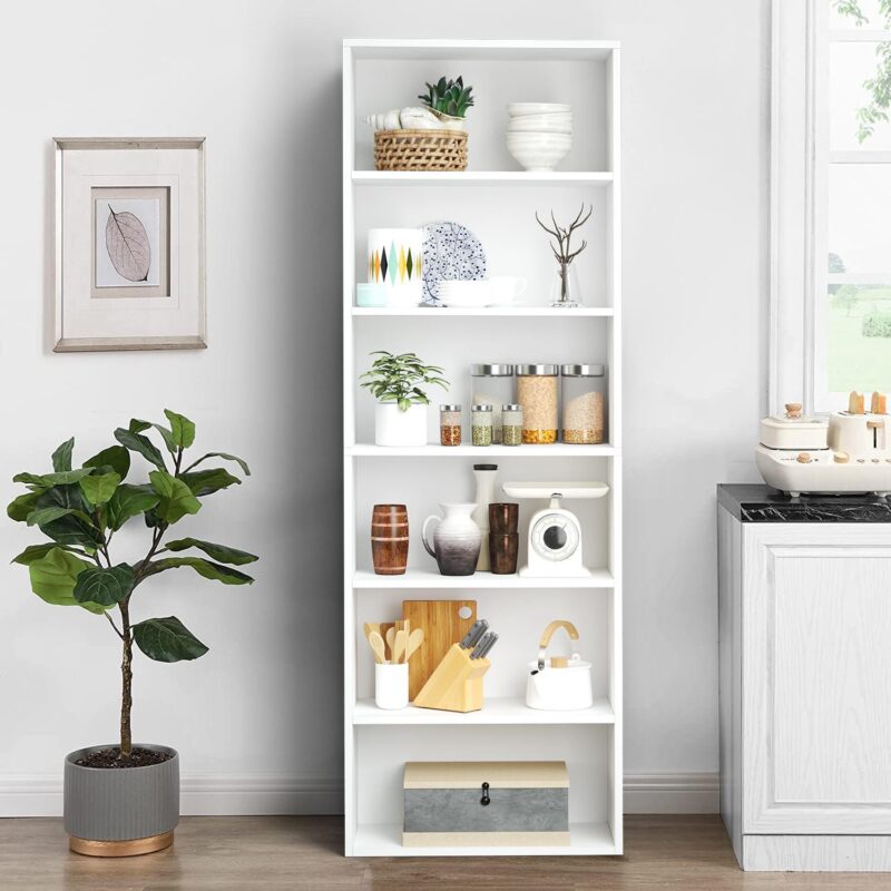 Bapipro Bookcase and Bookshelf, Floor Standing 6-Tier High Bookshelf, Display Storage Rack, Home Decorative Furniture, Suitable for Home Offices, Living Rooms, and Bedrooms,White - Image 4