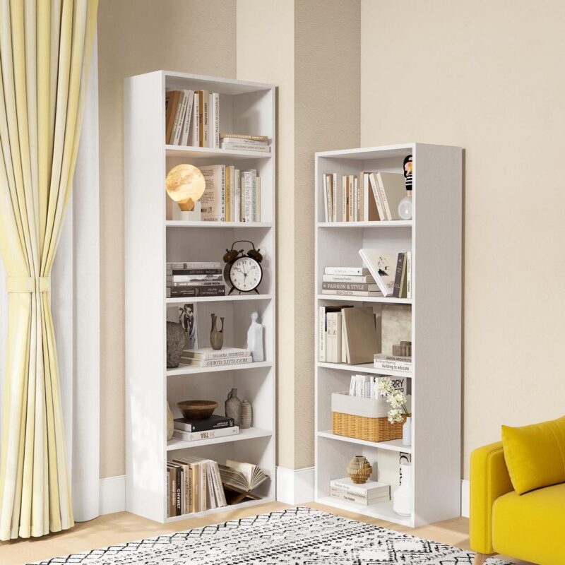 Bapipro Bookcase and Bookshelf, Floor Standing 6-Tier High Bookshelf, Display Storage Rack, Home Decorative Furniture, Suitable for Home Offices, Living Rooms, and Bedrooms,White - Image 3