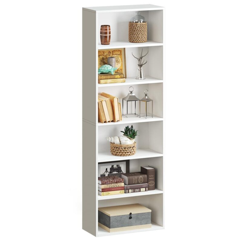 Bapipro Bookcase and Bookshelf, Floor Standing 6-Tier High Bookshelf, Display Storage Rack, Home Decorative Furniture, Suitable for Home Offices, Living Rooms, and Bedrooms,White - Image 6