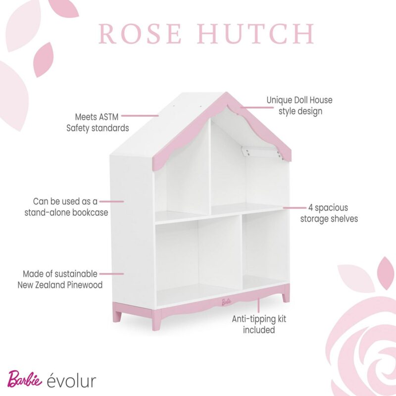 Barbie by Evolur Rose Hutch in White and Pink - Image 6