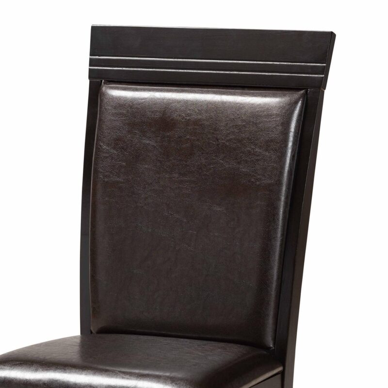 Baxton Studio Ancel Modern and Contemporary Dark Brown Faux Leather Upholstered and Dark Brown Finished Wood 5-Piece Dining Set - Image 6