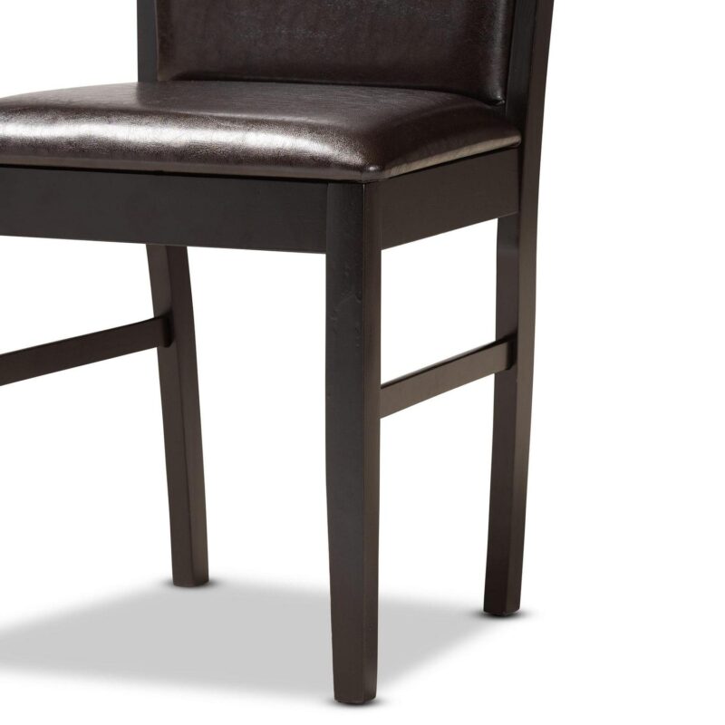 Baxton Studio Ancel Modern and Contemporary Dark Brown Faux Leather Upholstered and Dark Brown Finished Wood 5-Piece Dining Set - Image 7