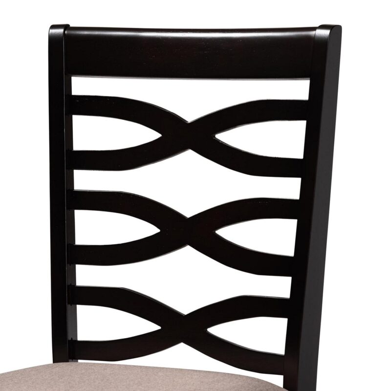 Baxton Studio Lanier Modern and Contemporary Sand Fabric Upholstered Dark Brown Finished 2-Piece Wood Dining Chair Set - Image 6