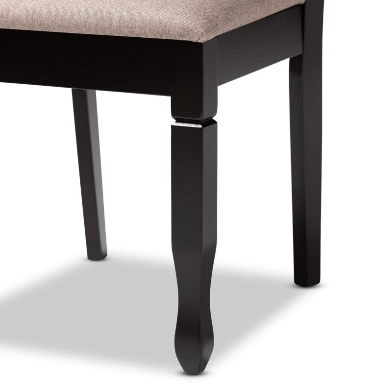Baxton Studio Lanier Modern and Contemporary Sand Fabric Upholstered Dark Brown Finished 2-Piece Wood Dining Chair Set - Image 7