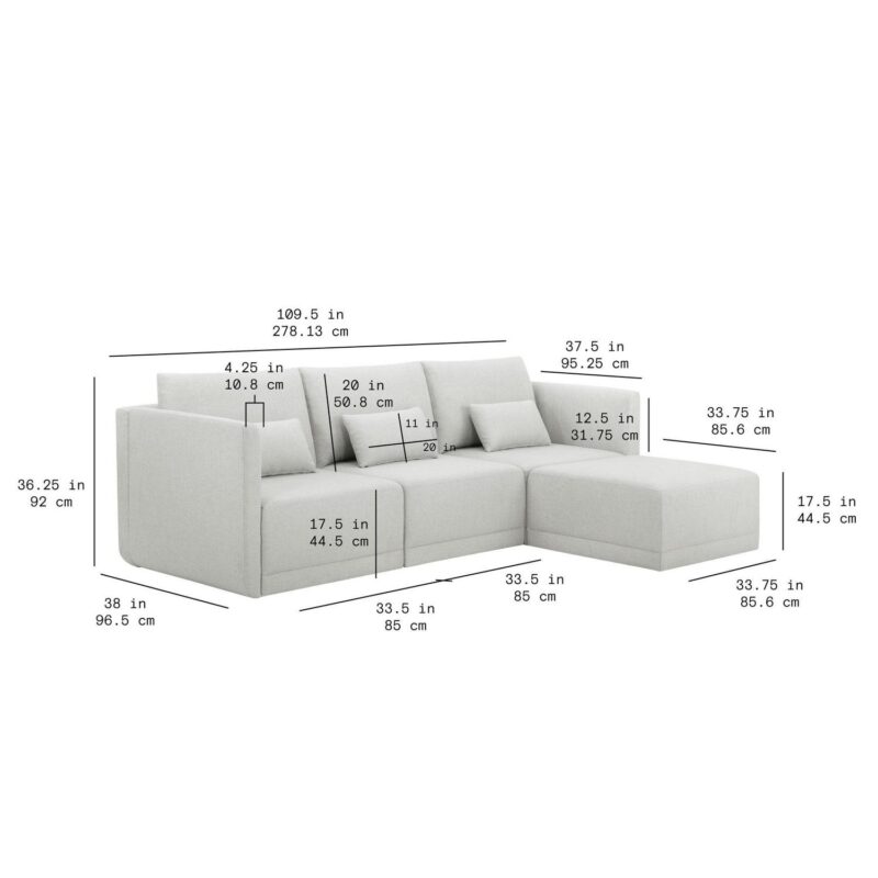 Beautiful Drew Modular Sectional Sofa with Ottoman by Drew Barrymore, Porcini Taupe - Image 5