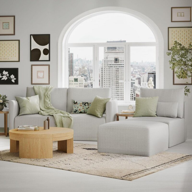 Beautiful Drew Modular Sectional Sofa with Ottoman by Drew Barrymore, Porcini Taupe - Image 7