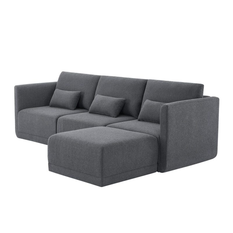 Beautiful Drew Modular Sectional Sofa with Ottoman by Drew Barrymore, Charcoal - Image 3