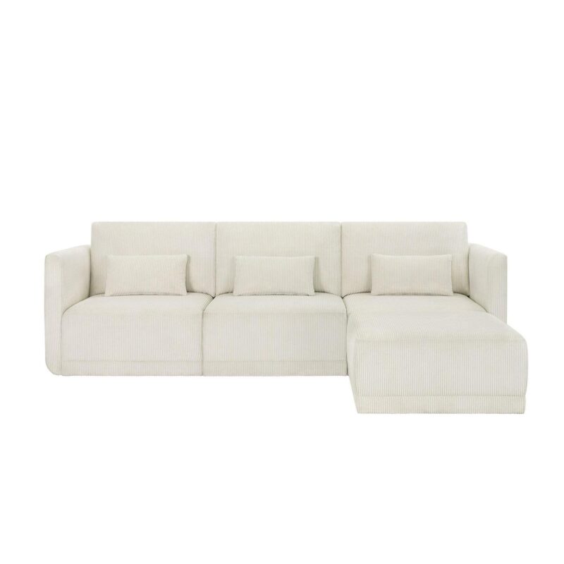 Beautiful Drew Modular Sectional Sofa with Ottoman by Drew Barrymore, Vanilla Cord - Image 10