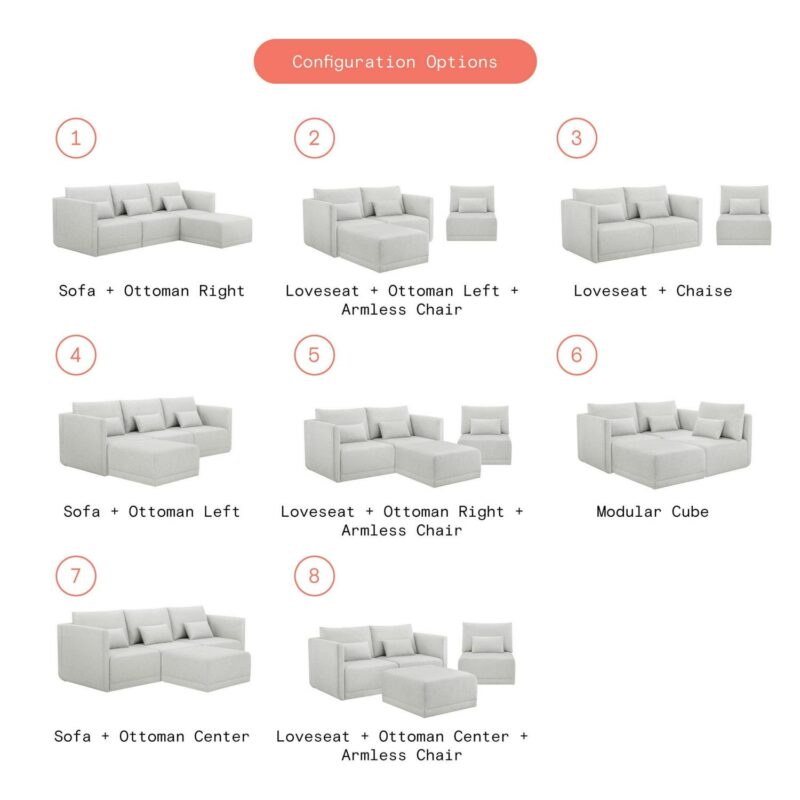 Beautiful Drew Modular Sectional Sofa with Ottoman by Drew Barrymore, Porcini Taupe - Image 6