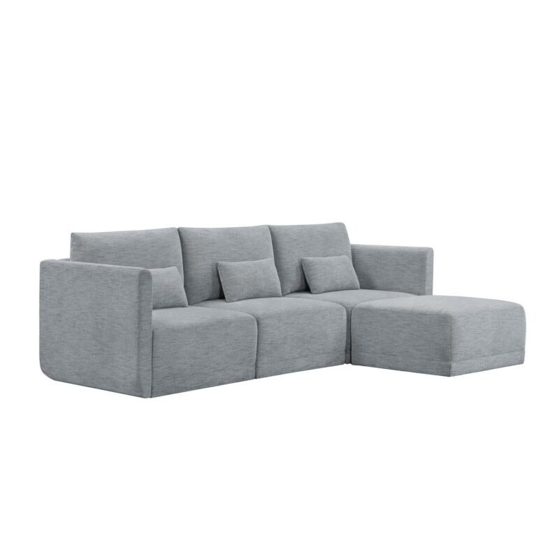 Beautiful Drew Modular Sectional Sofa with Ottoman by Drew Barrymore, Gray Fabric - Image 5