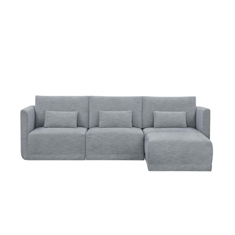 Beautiful Drew Modular Sectional Sofa with Ottoman by Drew Barrymore, Gray Fabric - Image 12