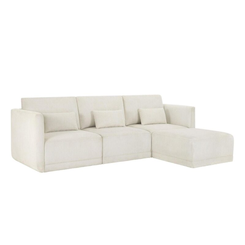 Beautiful Drew Modular Sectional Sofa with Ottoman by Drew Barrymore, Vanilla Cord - Image 2