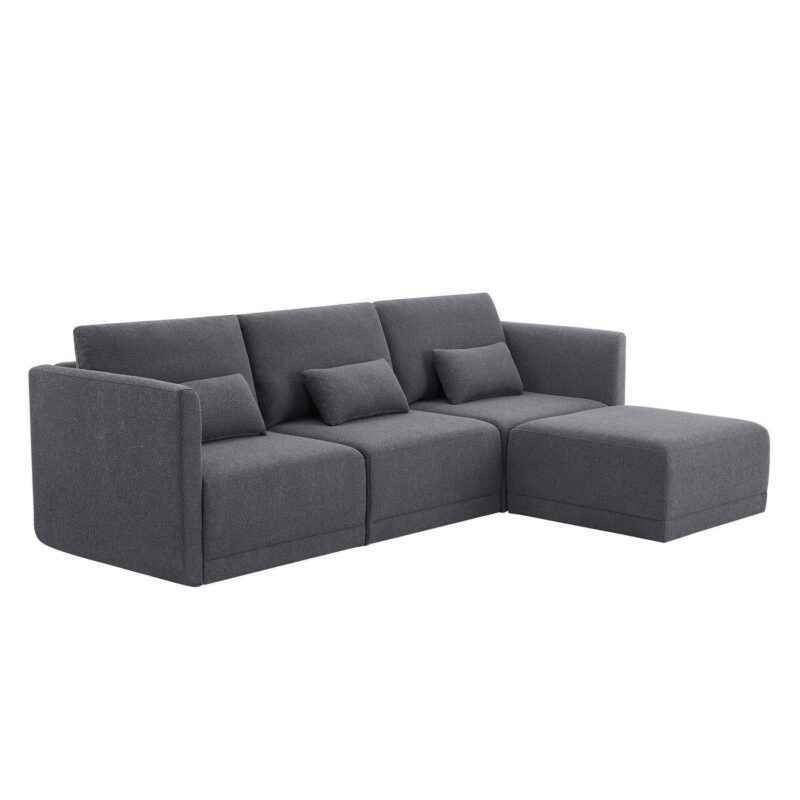 Beautiful Drew Modular Sectional Sofa with Ottoman by Drew Barrymore, Charcoal - Image 4