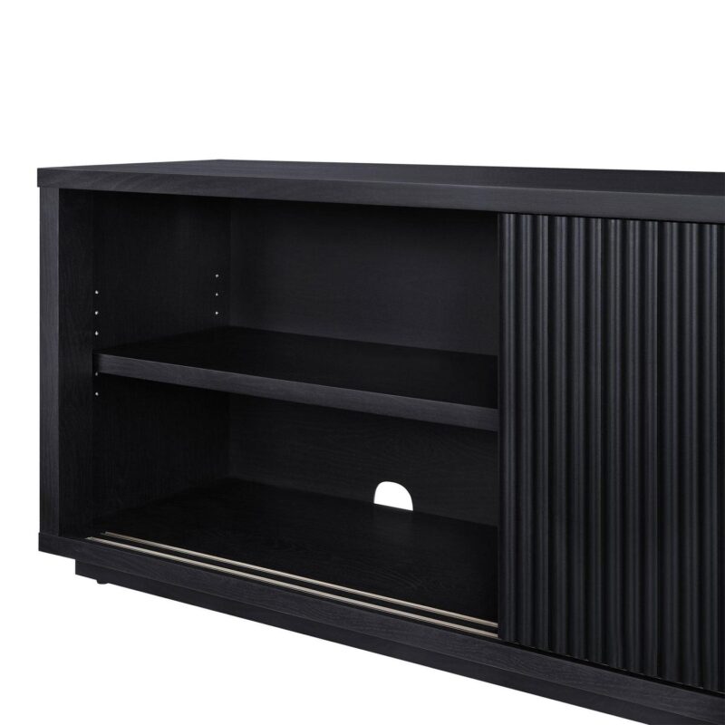 Beautiful Fluted TV Stand for TVa s up to 70a by Drew Barrymore, Rich Black Finish - Image 3