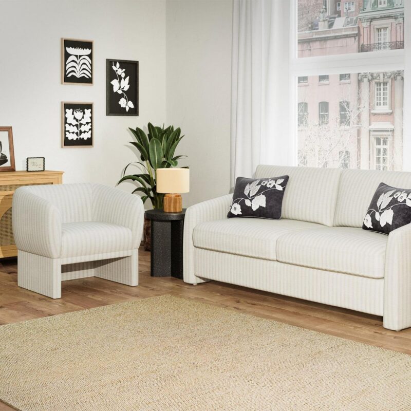 Beautiful Neutral Stripe Accent Chair - Image 5