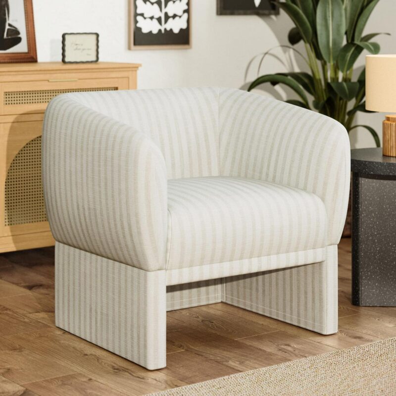 Beautiful Neutral Stripe Accent Chair