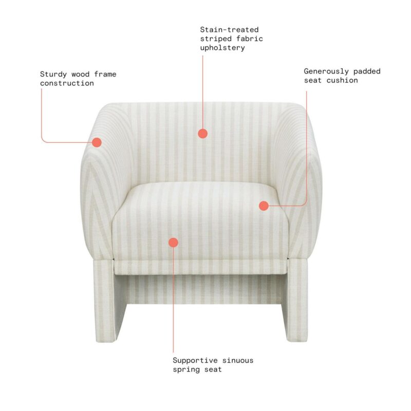 Beautiful Neutral Stripe Accent Chair - Image 4