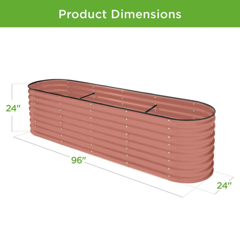 Best Choice Products 8x2x2ft Cama de JardA-n Elevada de Metal, Caja de Maceta Al Aire Libre Ovalada W / 4 Barras de Soporte - Terracota - Image 7