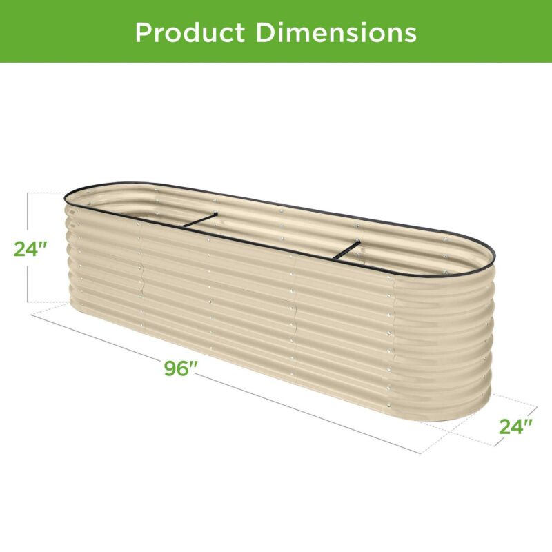 Best Choice Products 8x2x2ft Metal Raised Garden Bed, Oval Outdoor Planter Box w/ 4 Support Bars - Beige - Image 7